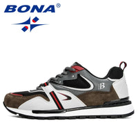 Men's Leather Sport Sneakers - Trend-Forward Running Shoes for Walking & Fitness