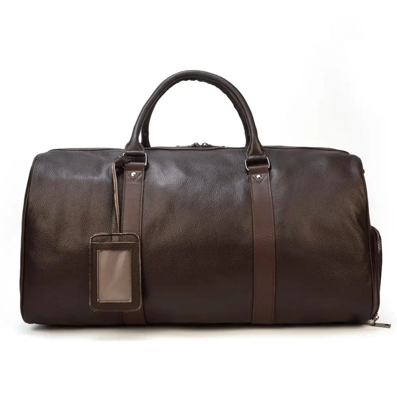 Genuine Leather Duffel Bag - Unisex Training Bag for Workout, Travel & Weekend Trips