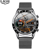 Luxury Steel Band Smart Watch - Men's Bluetooth Fitness Watch with Waterproof Design