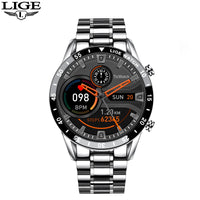 Luxury Steel Band Smart Watch - Men's Bluetooth Fitness Watch with Waterproof Design