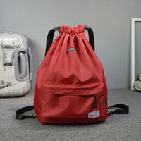 Waterproof Drawstring Gym Backpack - Women's Training Bag with Shoe Storage