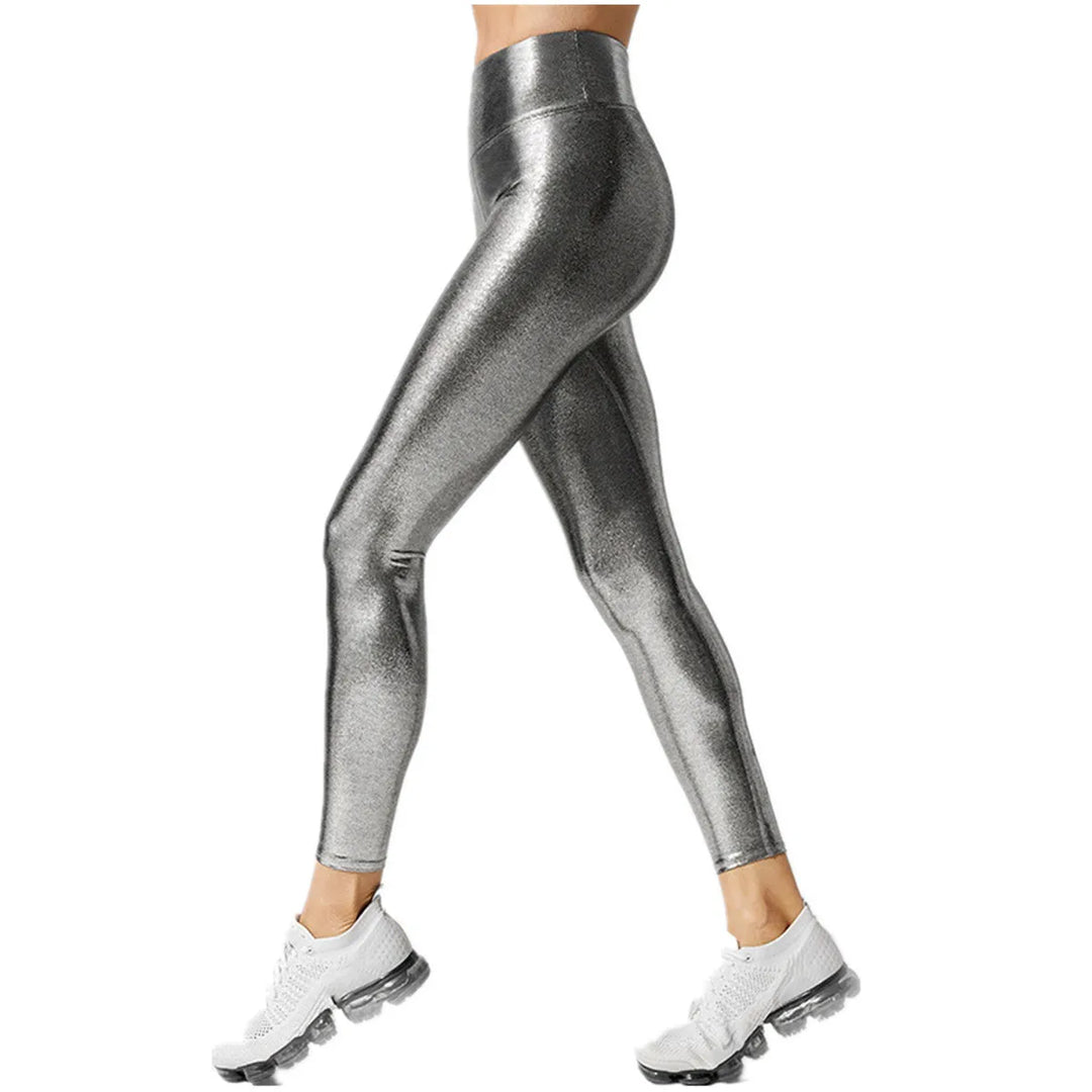 Metallic High-Waist Stretch Leggings