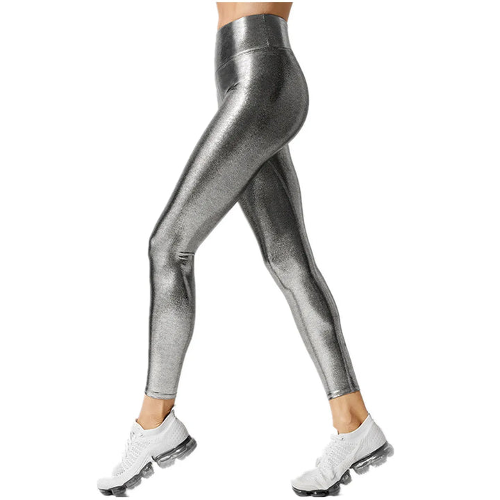 Metallic High-Waist Stretch Leggings