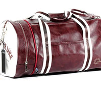 PU Leather Gym Travel Bag - Men's Classic Training Duffel with Shoe Pocket
