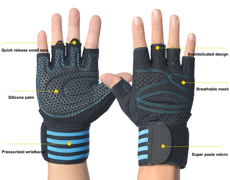 Wrist Support Training Gloves - Anti-Slip Gym Grips for Weightlifting