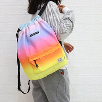 Waterproof Drawstring Gym Backpack - Women's Training Bag with Shoe Storage