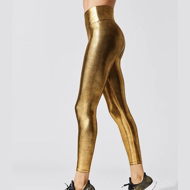 Metallic High-Waist Stretch Leggings
