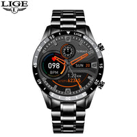 Luxury Steel Band Smart Watch - Men's Bluetooth Fitness Watch with Waterproof Design