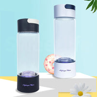 Glass Hydrogen Water Bottle - Dual Chamber Ionizer for Wellness & H2 Inhalation
