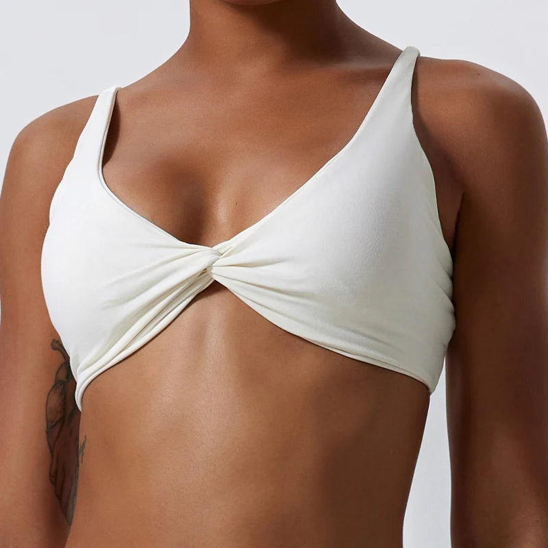 Pleated Quick-Dry Sports Bra