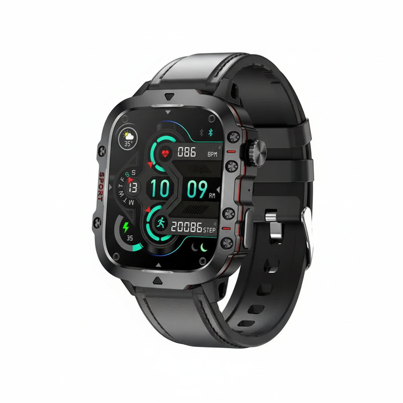 Military Outdoor Smart Watch - Men's 5ATM Fitness Tracker with Bluetooth Calling