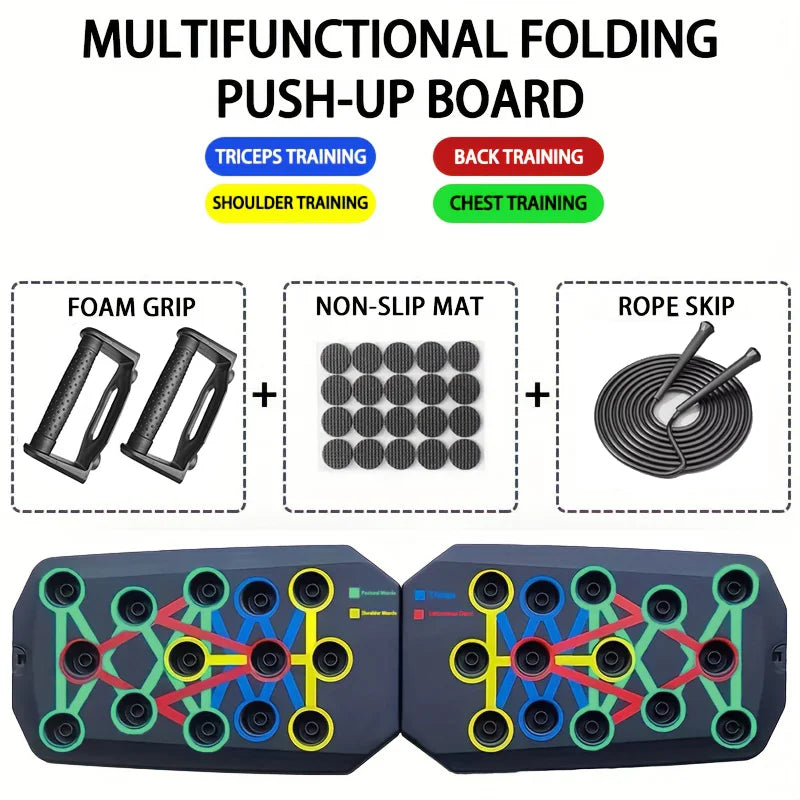 Foldable Push-Up Board Set - Multifunction Training System for Chest &amp; Core Workouts