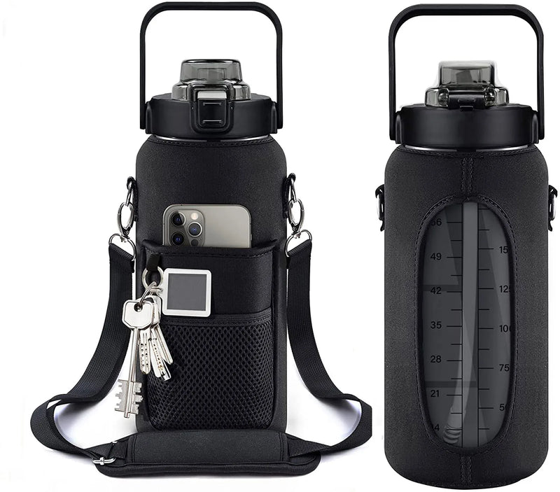 Half-Gallon Motivational Water Bottle - Leakproof Hydration Flask for Gym & Travel