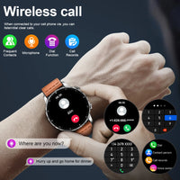 Magnetic Leather Strap Smart Watch - Men's Bluetooth Fitness Watch for Android & iPhone
