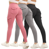 3-Piece High-Waist Cargo Yoga Leggings Set