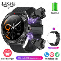 AMOLED Smart Watch with Earbuds - Bluetooth Fitness Watch for Music & Training