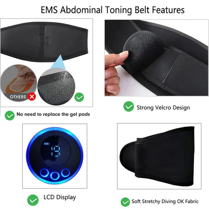 EMS Abdominal Training Belt - Muscle Toning Massager for Core Workouts