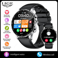 Magnetic Leather Strap Smart Watch - Men's Bluetooth Fitness Watch for Android & iPhone
