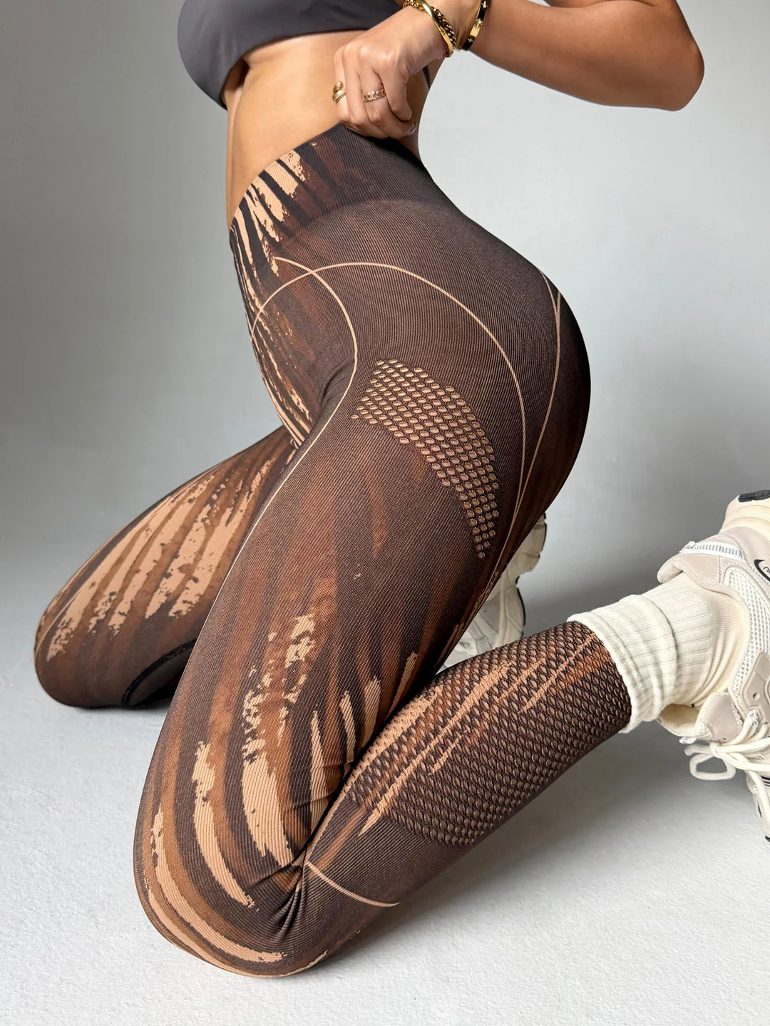 Lattice Print High-Waist Leggings