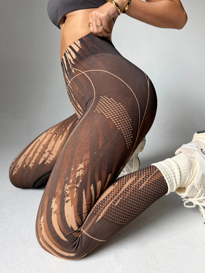 Lattice Print High-Waist Leggings