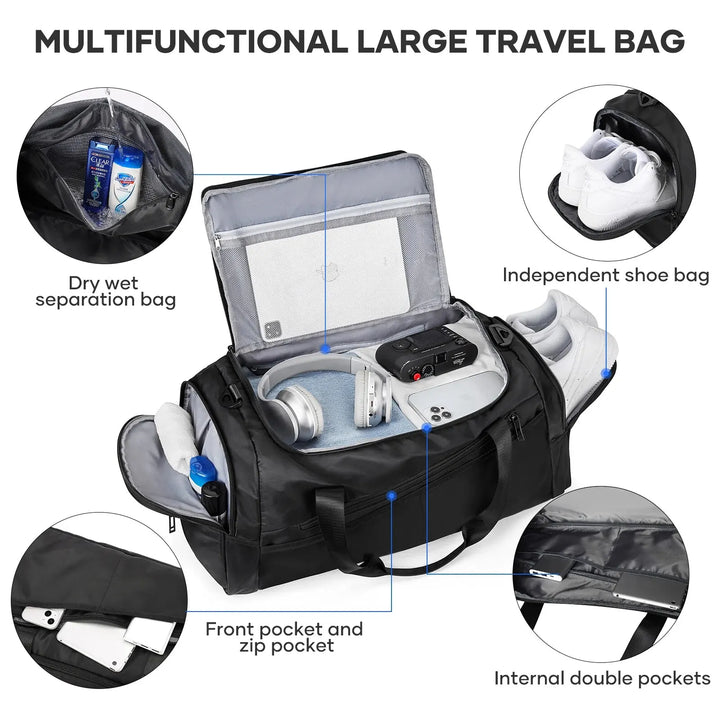 Multi-Compartment Gym Duffel Bag - Unisex Training Bag for Workout, Travel &amp; Weekend Trips