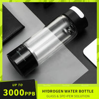 Glass Hydrogen Water Bottle - Dual Chamber Ionizer for Wellness & H2 Inhalation