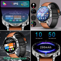 Magnetic Leather Strap Smart Watch - Men's Bluetooth Fitness Watch for Android & iPhone