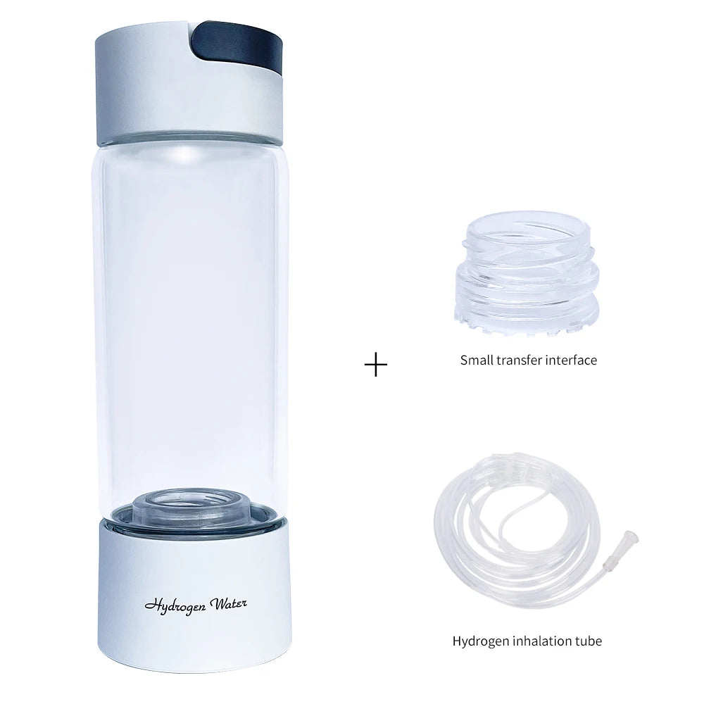 Glass Hydrogen Water Bottle - Dual Chamber Ionizer for Wellness &amp; H2 Inhalation