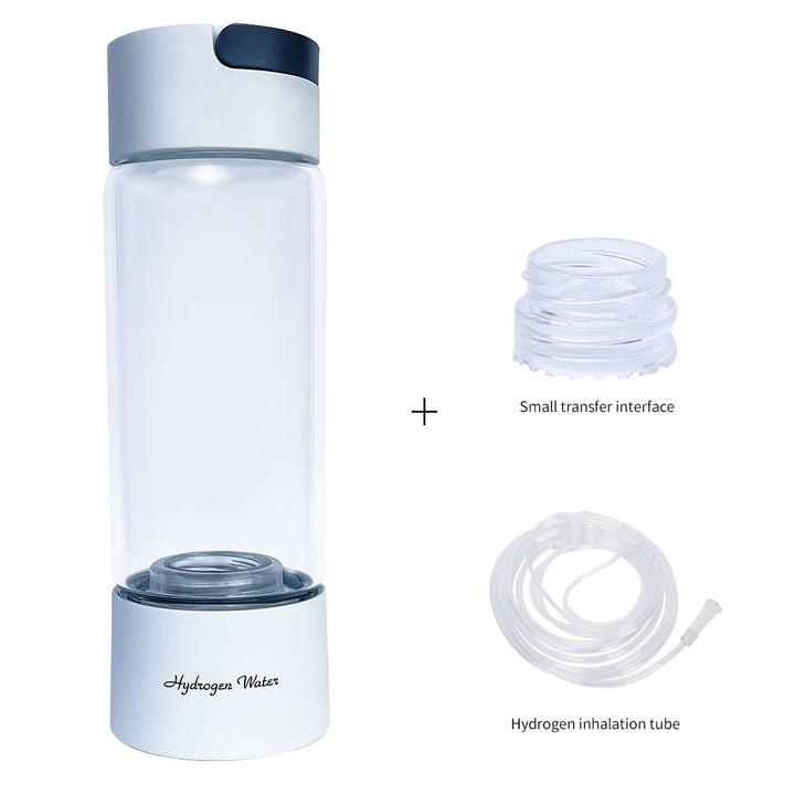 Glass Hydrogen Water Bottle - Dual Chamber Ionizer for Wellness &amp; H2 Inhalation