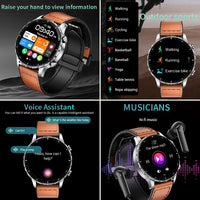 Magnetic Leather Strap Smart Watch - Men's Bluetooth Fitness Watch for Android & iPhone