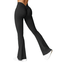 V-Back Flare Fitness Leggings - Women's High-Waist Pants for Gym & Casual Wear