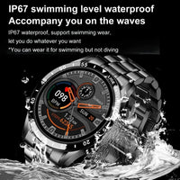 Luxury Steel Band Smart Watch - Men's Bluetooth Fitness Watch with Waterproof Design