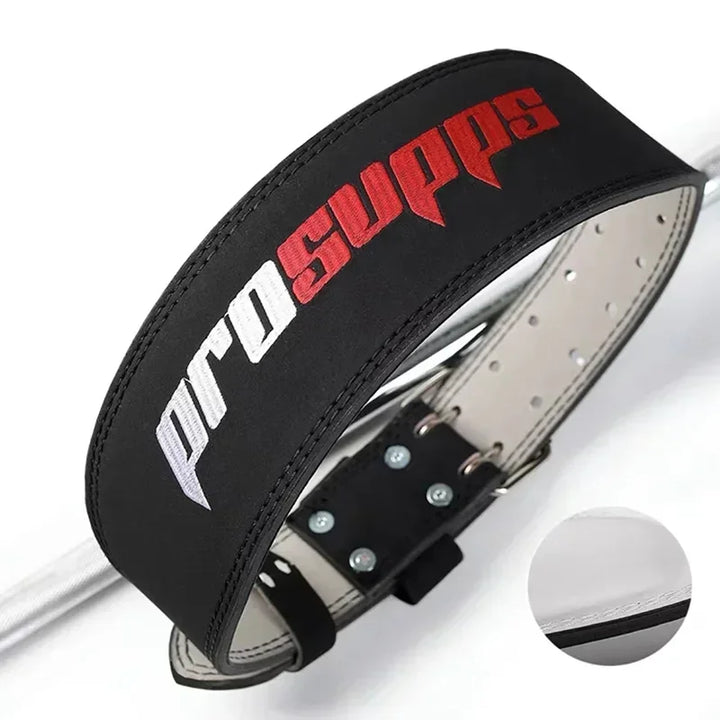 Leather Weightlifting Belt - Lumbar Support Strap for Squats &amp; Deadlifts