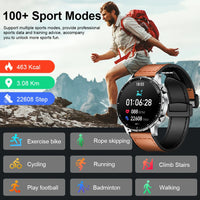 Magnetic Leather Strap Smart Watch - Men's Bluetooth Fitness Watch for Android & iPhone