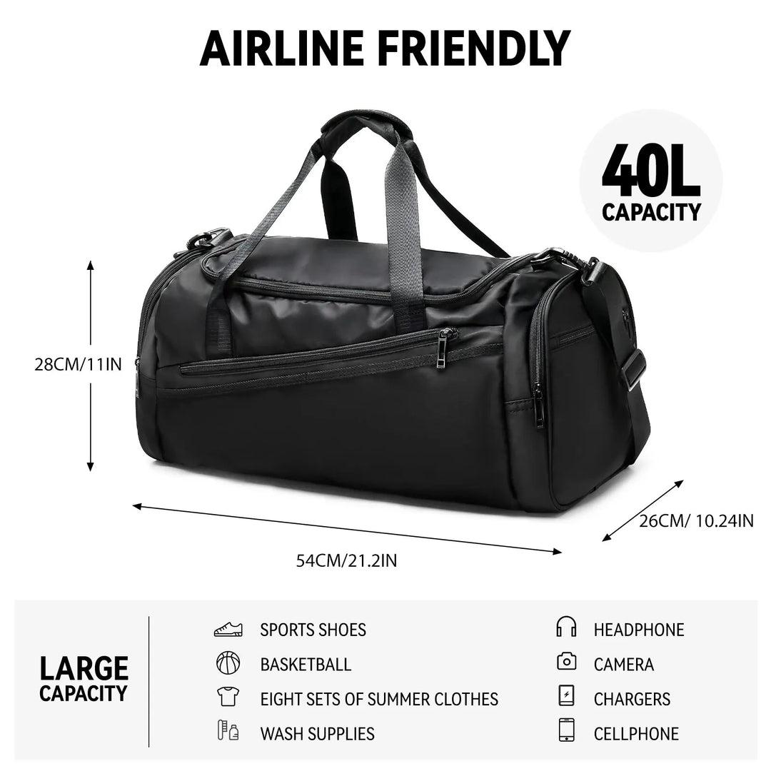 Multi-Compartment Gym Duffel Bag - Unisex Training Bag for Workout, Travel &amp; Weekend Trips