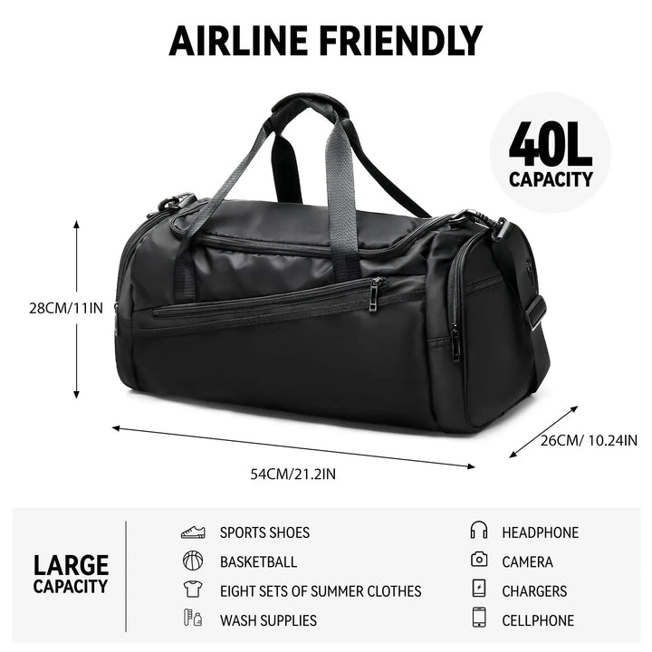 Multi-Compartment Gym Duffel Bag - Unisex Training Bag for Workout, Travel &amp; Weekend Trips