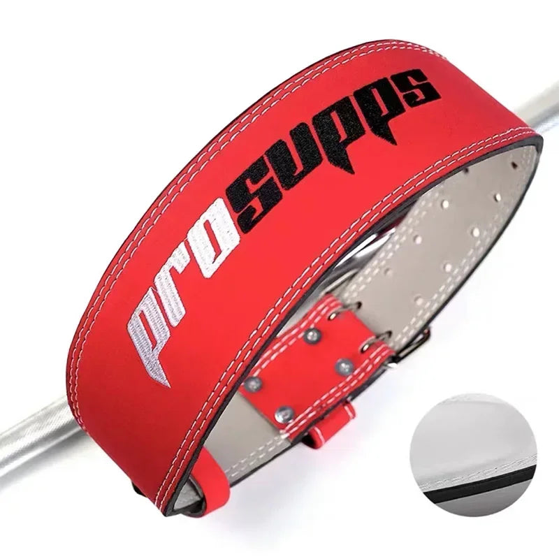 Leather Weightlifting Belt - Lumbar Support Strap for Squats &amp; Deadlifts