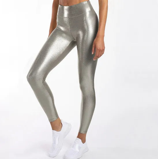 Metallic High-Waist Stretch Leggings