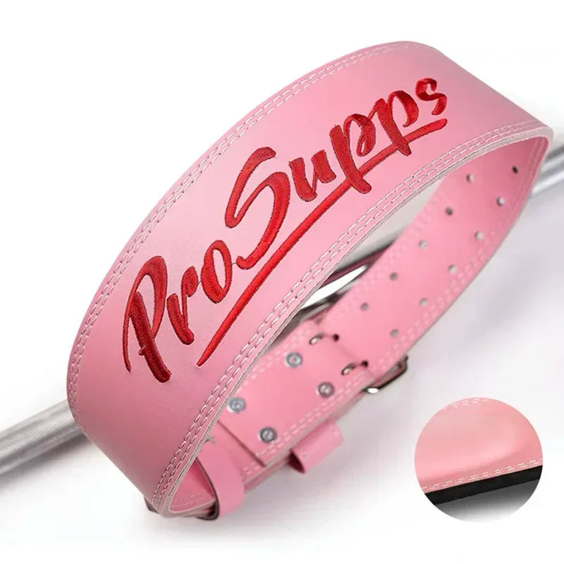 Leather Weightlifting Belt - Lumbar Support Strap for Squats &amp; Deadlifts