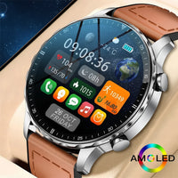 Magnetic Leather Strap Smart Watch - Men's Bluetooth Fitness Watch for Android & iPhone