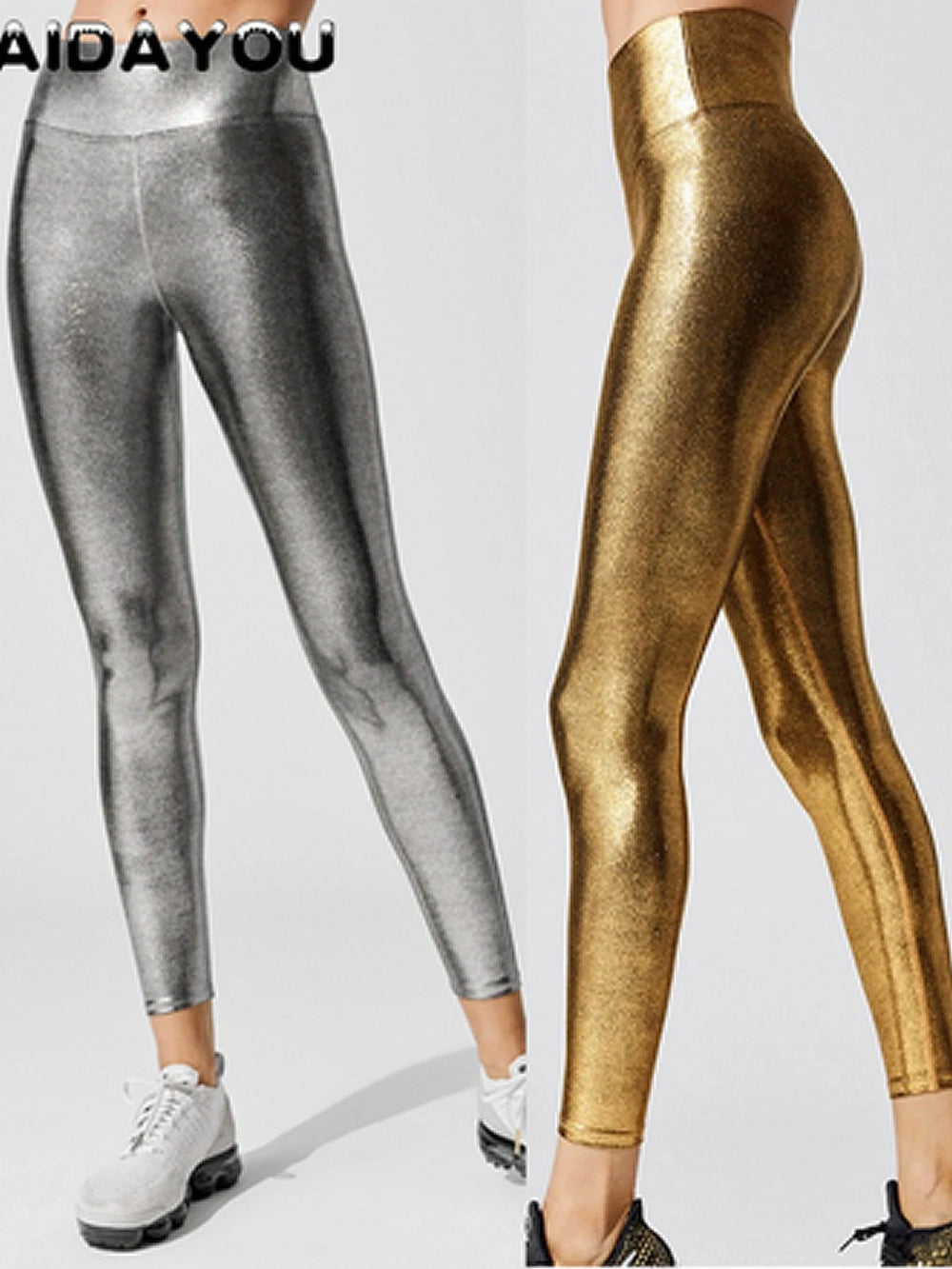 Metallic High-Waist Stretch Leggings