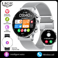 Magnetic Leather Strap Smart Watch - Men's Bluetooth Fitness Watch for Android & iPhone