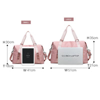 Waterproof Nylon Duffle Tote Bag - Women's Large Travel Gym Bag with Wet-Dry Pockets