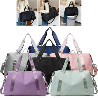 Waterproof Nylon Duffle Tote Bag - Women's Large Travel Gym Bag with Wet-Dry Pockets