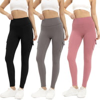 3-Piece High-Waist Cargo Yoga Leggings Set