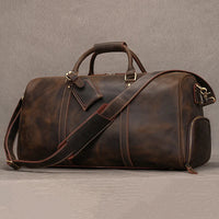 Genuine Leather Duffel Bag - Unisex Training Bag for Workout, Travel & Weekend Trips