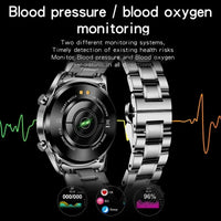 Luxury Steel Band Smart Watch - Men's Bluetooth Fitness Watch with Waterproof Design