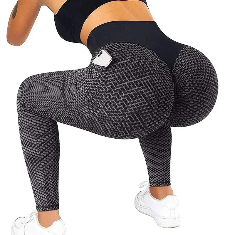 Pocket Scrunch Workout Leggings - Women's High-Waist Yoga Tights for Training
