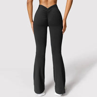 V-Back Flare Fitness Leggings - Women's High-Waist Pants for Gym & Casual Wear