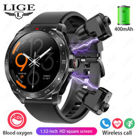 AMOLED Smart Watch with Earbuds - Bluetooth Fitness Watch for Music & Training